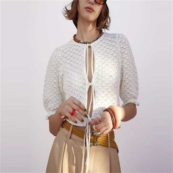 vintage jacquard cropped knit blouse women short sleeve o neck ruffle spring shirt female front ties green knitted 210524, White
vintage jacquard cropped knit blouse women short sleeve o neck ruffle spring shirt female front ties green knitted 210524, White