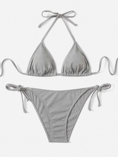 rib halter triangle bikini swimsuit m3ry#, White;black
rib halter triangle bikini swimsuit m3ry#, White;black