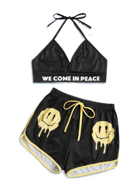 romwe street life slogan cartoon face graphic contrast binding halter pajama set u4mx#, Black;red
romwe street life slogan cartoon face graphic contrast binding halter pajama set u4mx#, Black;red