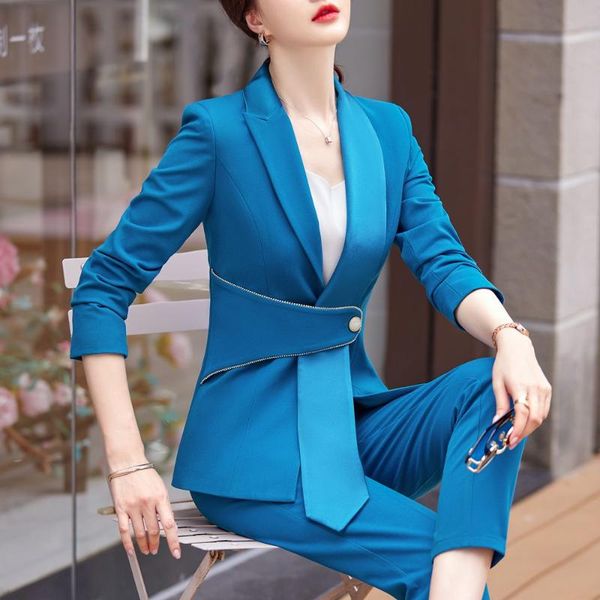 women's two piece pants autumn and winter women's professional wear casual office sets double breasted ladies jacket two-piece fas, White
women's two piece pants autumn and winter women's professional wear casual office sets double breasted ladies jacket two-piece fas, White