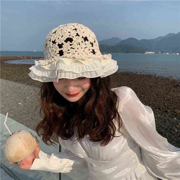 new women lace knitted bucket hat spring summer sunscreen hollow fisherman hat crochet beach caps sweet romantic sun hat 2022 y220702, Blue;gray
new women lace knitted bucket hat spring summer sunscreen hollow fisherman hat crochet beach caps sweet romantic sun hat 2022 y220702, Blue;gray