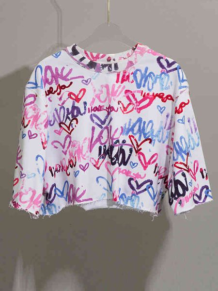 women's t-shirt french minority spring summer foreign fashion short sleeve female love graffiti printed t-shirt ins, White
women's t-shirt french minority spring summer foreign fashion short sleeve female love graffiti printed t-shirt ins, White