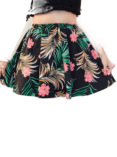 plus tropical print flare skirt z02v#, Black
plus tropical print flare skirt z02v#, Black