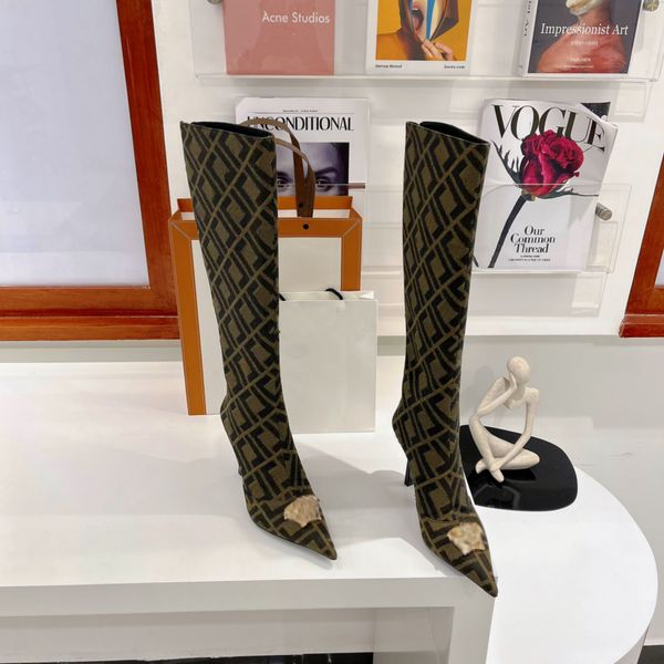 stiletto knee boots designer kim jones ff print series womens shoes classic elements medusa decorative buckle ankle bootie pointed toes 10cm, Black
stiletto knee boots designer kim jones ff print series womens shoes classic elements medusa decorative buckle ankle bootie pointed toes 10cm, Black
