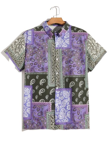 romwe guys random paisley & floral print shirt e46h#, White;black
romwe guys random paisley & floral print shirt e46h#, White;black