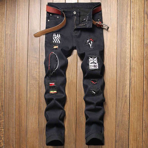 men's jeans autumn black jeans men's pierced slim fit elastic small feet embroidery trend casual pants 2ct5, Blue
men's jeans autumn black jeans men's pierced slim fit elastic small feet embroidery trend casual pants 2ct5, Blue
