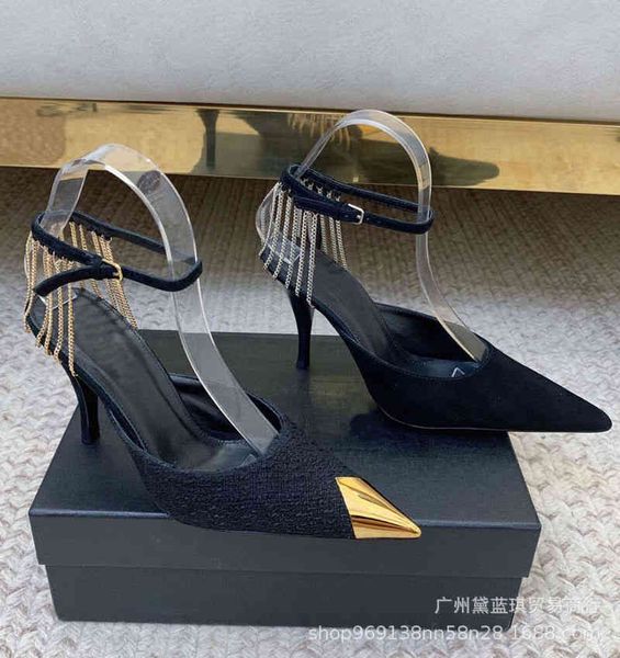 sandals early spring goddess pointed iron head chain high heel thin baotou back empty sandals women, Black
sandals early spring goddess pointed iron head chain high heel thin baotou back empty sandals women, Black
