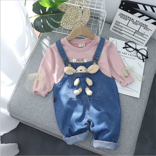 clothing sets children's baby autumn cartoon denim overalls bottoming shirt girl cute two-piece suit with, White
clothing sets children's baby autumn cartoon denim overalls bottoming shirt girl cute two-piece suit with, White