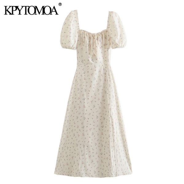 women fashion floral print front slit midi dress vintage puff sleeve back zipper summer female dresses vestidos 220526, Black;gray
women fashion floral print front slit midi dress vintage puff sleeve back zipper summer female dresses vestidos 220526, Black;gray