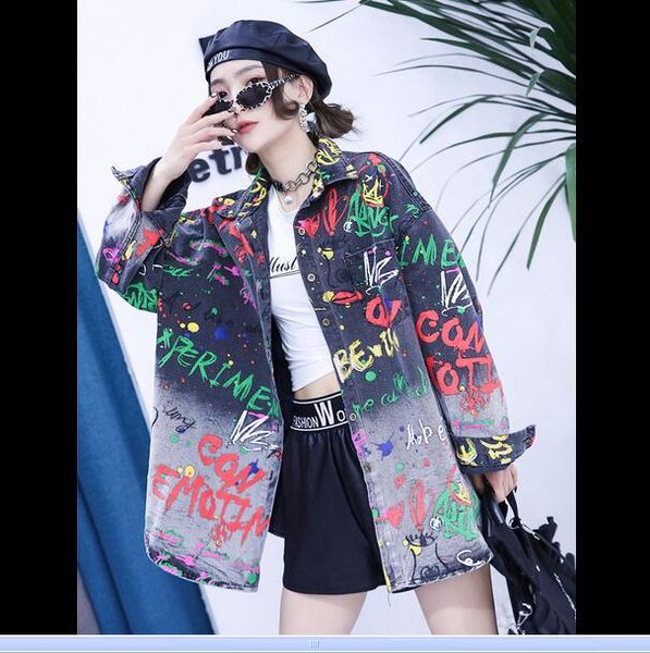 women's blouses shirts black tie-dye printing gradient denim coat female ins tide large size loose spring and autumn cardigan simple sh, White
women's blouses shirts black tie-dye printing gradient denim coat female ins tide large size loose spring and autumn cardigan simple sh, White