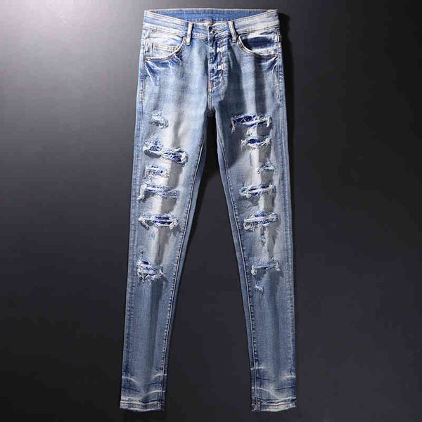men's jeans fashionable high street men's slim skinny fashion brand personalized hole patch casual fashion pants d8s1, Blue
men's jeans fashionable high street men's slim skinny fashion brand personalized hole patch casual fashion pants d8s1, Blue