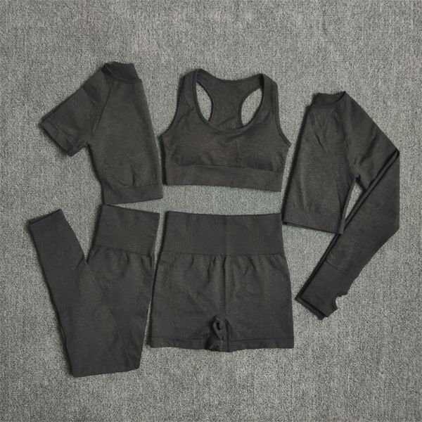 5pcs women workout seamless yoga set fitness short sleeve long crop shirts running leggings gym clothes 220317, Gray
5pcs women workout seamless yoga set fitness short sleeve long crop shirts running leggings gym clothes 220317, Gray