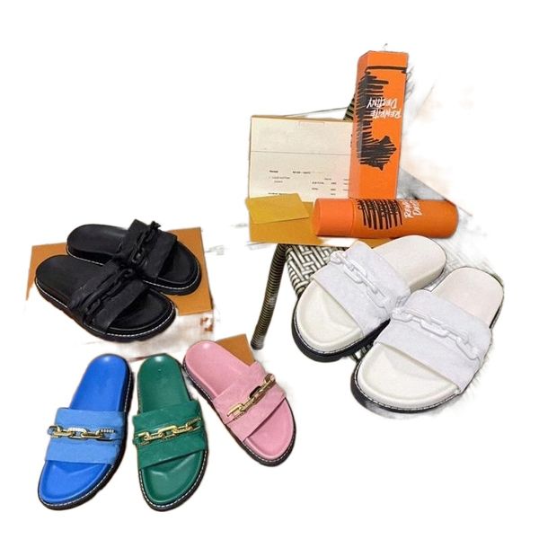 sunset comfort designer slippers comfort flat slides embossed calfskin sandals fashion platform slipper chain sandal summer beach slide, Black
sunset comfort designer slippers comfort flat slides embossed calfskin sandals fashion platform slipper chain sandal summer beach slide, Black