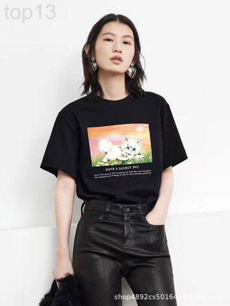 women's t-shirt designer yang mi's same mo family new funny cat poster printed simple cotton short sleeve t-shirt lfta, White
women's t-shirt designer yang mi's same mo family new funny cat poster printed simple cotton short sleeve t-shirt lfta, White