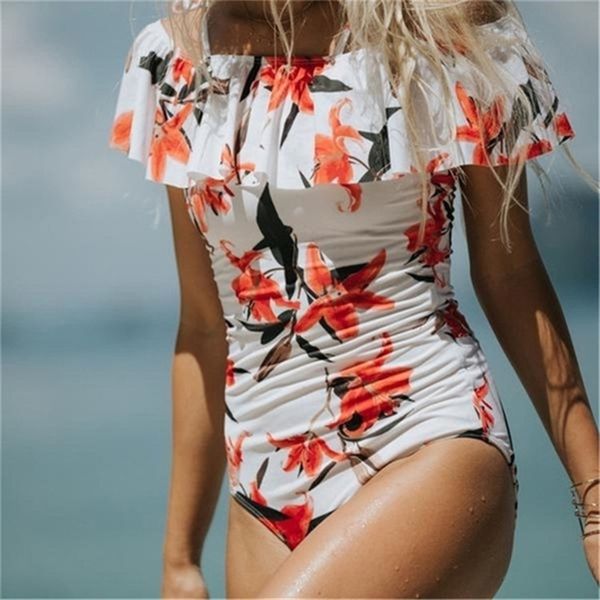 off the shoulder ruffle swimsuit print swimwear women plus size swimwear bathing suit monokini beachwear xl y200824, White;black
off the shoulder ruffle swimsuit print swimwear women plus size swimwear bathing suit monokini beachwear xl y200824, White;black