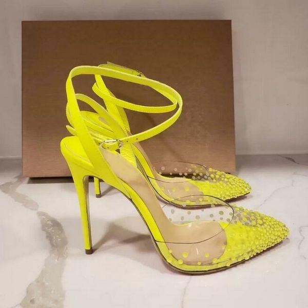 fashion red bottom shoe women pumps neon crystal rhinestone pvc point toe high heels strappy slingback sandals shoes red sole stiletto heels, Black
fashion red bottom shoe women pumps neon crystal rhinestone pvc point toe high heels strappy slingback sandals shoes red sole stiletto heels, Black