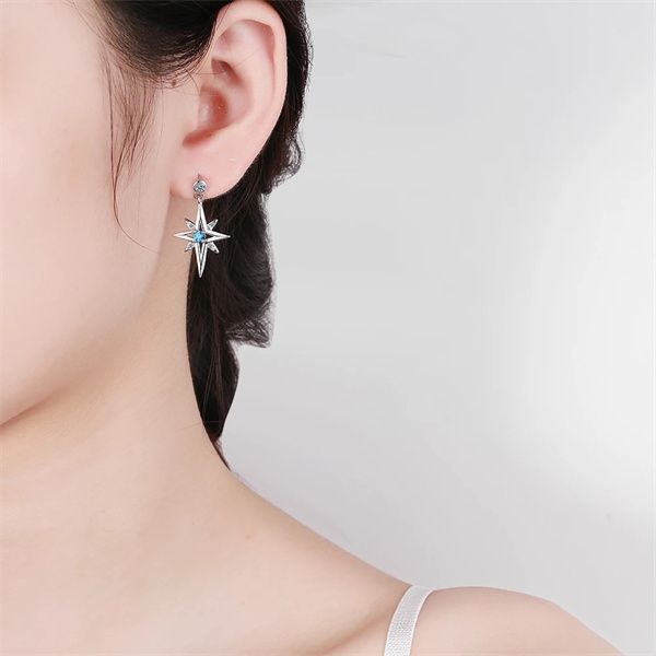 new fashion dangle chandelier crystal zircon mid length tassel simple awning star earrings a380, Silver
new fashion dangle chandelier crystal zircon mid length tassel simple awning star earrings a380, Silver