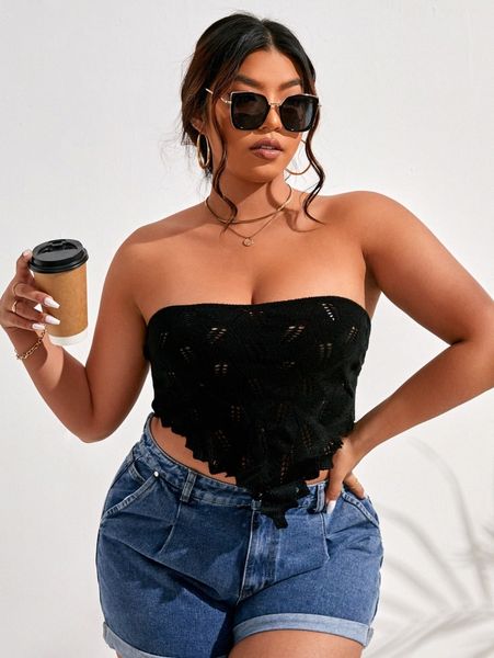 plus hanky hem bandeau cover up f9ko#, Black
plus hanky hem bandeau cover up f9ko#, Black