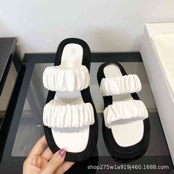 slippers sandals women's summer fashion external wearing slippers thick bottom square head pleated lace open toe cover foot sandals, Black
slippers sandals women's summer fashion external wearing slippers thick bottom square head pleated lace open toe cover foot sandals, Black
