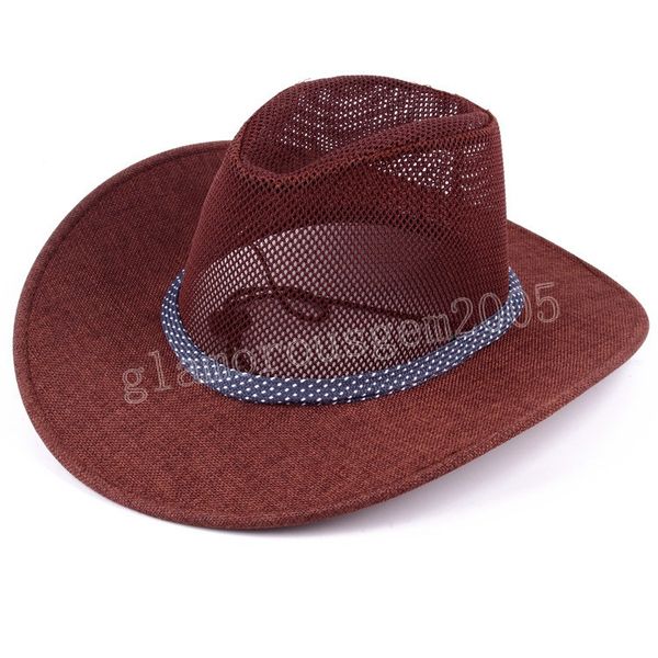 summer mesh men western cowboy hat outdoor breathable beach sun hat hombre wide brim hats, Blue;gray
summer mesh men western cowboy hat outdoor breathable beach sun hat hombre wide brim hats, Blue;gray