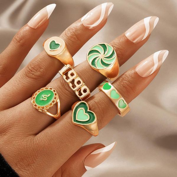 cluster rings 6pcs/sets colorful snake cute ring sets for women charms heart letter 1999 gold alloy metal party jewelry anillo 19841, Golden;silver
cluster rings 6pcs/sets colorful snake cute ring sets for women charms heart letter 1999 gold alloy metal party jewelry anillo 19841, Golden;silver