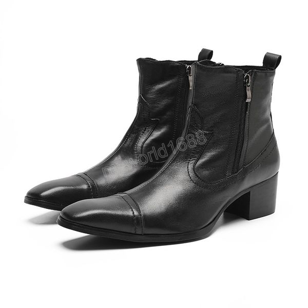 square toe real leather man short boots increase height party dress shoes botas men business ankle boots, Black
square toe real leather man short boots increase height party dress shoes botas men business ankle boots, Black