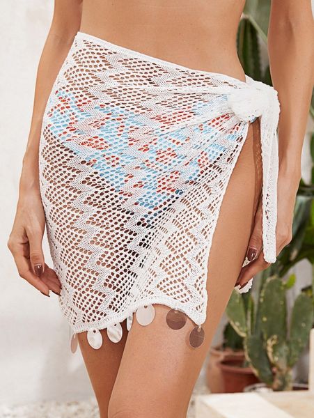 tie side cover up skirt without panty i9pd#, White;black