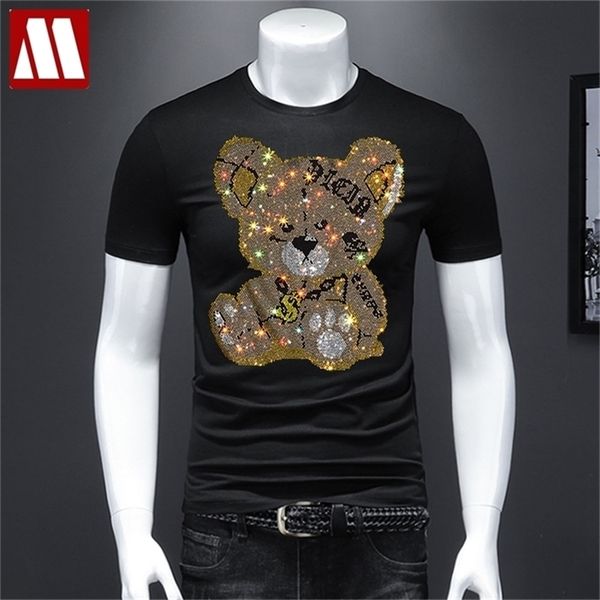 rhinestones tshirt men t shirt streetwear slim men's short sleeve shirts diamond inlaid teddy bear toy plus size cool 220323, White;black
rhinestones tshirt men t shirt streetwear slim men's short sleeve shirts diamond inlaid teddy bear toy plus size cool 220323, White;black