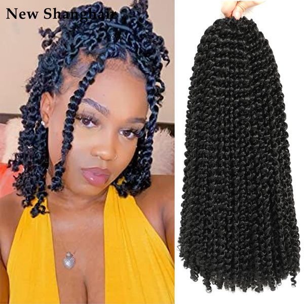 18 inch long passion twist crochet hair extensions synthetic water wave braiding bohemia braids pre-looped twists hair bs06, Black