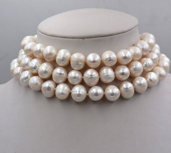 new 3 rows 9-10mm genuine white akoya pearl necklace 17-19inch, Silver
new 3 rows 9-10mm genuine white akoya pearl necklace 17-19inch, Silver