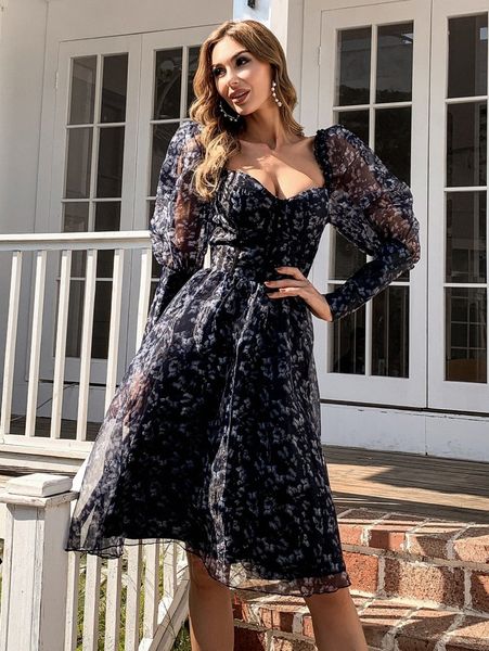 missord sweetheart neck gigot sleeve butterfly mesh dress w7jj#, Black;gray
missord sweetheart neck gigot sleeve butterfly mesh dress w7jj#, Black;gray