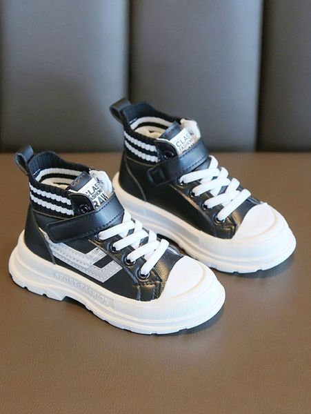 toddler boys striped pattern boots she, Black;grey