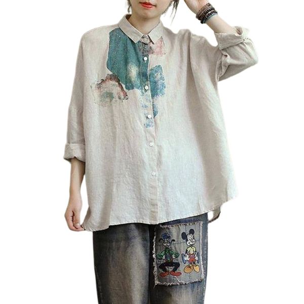 women's blouses & shirts women casual arrival 2021 spring fashion vintage print cotton linen female loose plus size p290 r8s1#, White
women's blouses & shirts women casual arrival 2021 spring fashion vintage print cotton linen female loose plus size p290 r8s1#, White
