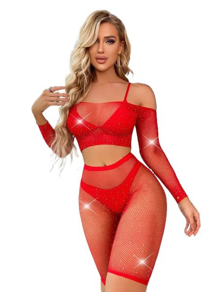 rhinestone studded sheer mesh lingerie set without liner q62u#, Black;red
rhinestone studded sheer mesh lingerie set without liner q62u#, Black;red