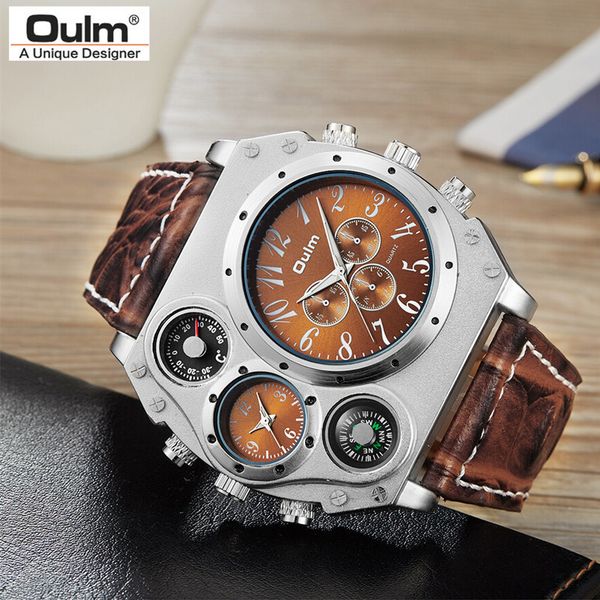 new model oulm watch men quartz sports leather strap watches fashion male military wristwatch fashion clock masculino relojes, Slivery;brown
new model oulm watch men quartz sports leather strap watches fashion male military wristwatch fashion clock masculino relojes, Slivery;brown