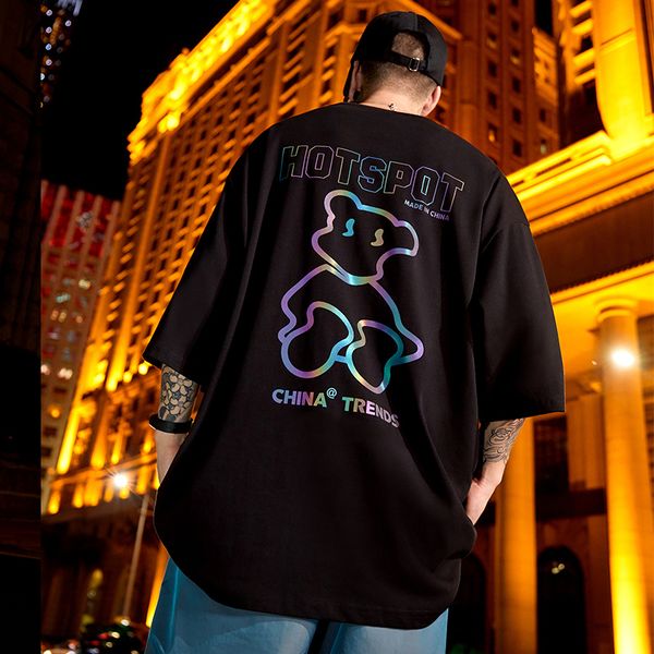 hip hop ovesize tshirts reflective rainbow t shirts half sleeve spot bear tees cotton o neck streetwear homme clothes 220608, Black
hip hop ovesize tshirts reflective rainbow t shirts half sleeve spot bear tees cotton o neck streetwear homme clothes 220608, Black