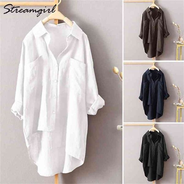 white linen shirt women long sleeve summer work wear linen blouse female 5xl women blouses plus size women's shirts with pocket 210412
white linen shirt women long sleeve summer work wear linen blouse female 5xl women blouses plus size women's shirts with pocket 210412