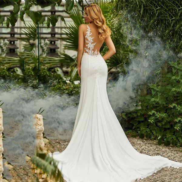 simple bride gowns o-neck appliques beach wedding dresses for women 2022 mermaid princess illusion back boho vestido de noiva, White
simple bride gowns o-neck appliques beach wedding dresses for women 2022 mermaid princess illusion back boho vestido de noiva, White