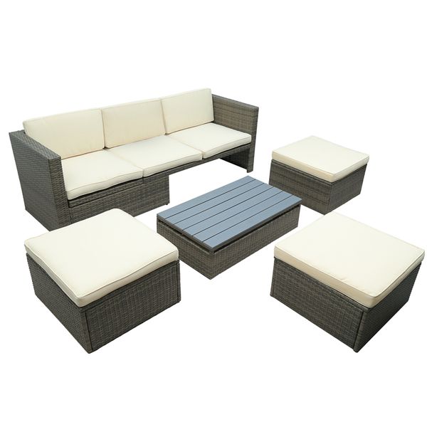 patio furniture sets 5-piece patio wicker sofa with adustable backrest cushions ottomans and lift coffee table
patio furniture sets 5-piece patio wicker sofa with adustable backrest cushions ottomans and lift coffee table