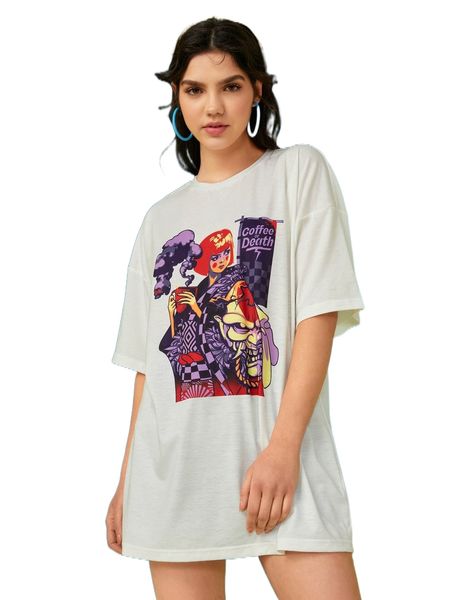 x whatsupdale figure & slogan graphic drop shoulder tee w60g#, White
x whatsupdale figure & slogan graphic drop shoulder tee w60g#, White