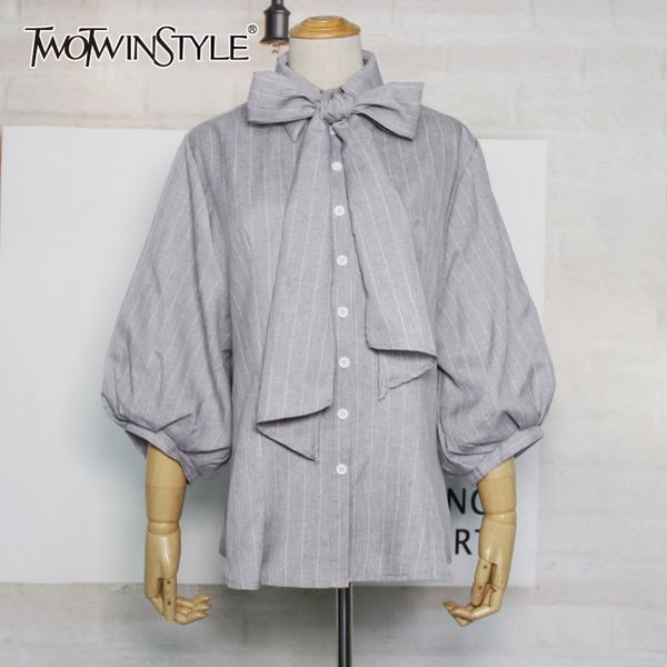 korean striped blouse for women stand collar lantern sleeve patchwork bowknot casual spring shirt female fashion 210423, White
korean striped blouse for women stand collar lantern sleeve patchwork bowknot casual spring shirt female fashion 210423, White