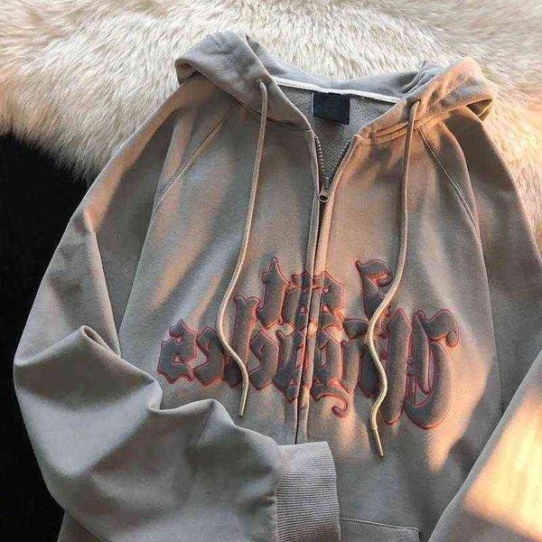 letter print retro y2k streetwear dark gray zipper hooded cardigan hoodie womens 2022 spring new women's hoodies oversized women t22072, Black
letter print retro y2k streetwear dark gray zipper hooded cardigan hoodie womens 2022 spring new women's hoodies oversized women t22072, Black
