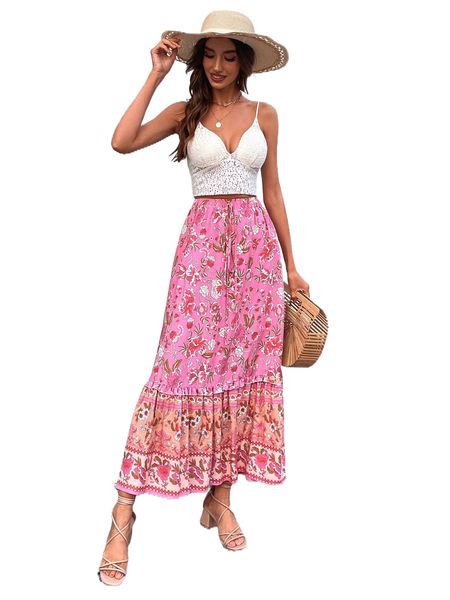 high waist floral print ruffle hem skirt 89dw#, Black
high waist floral print ruffle hem skirt 89dw#, Black