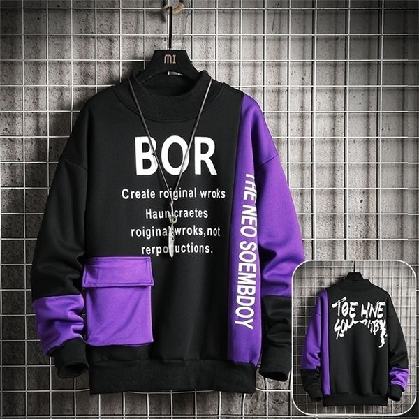 casual sweatshirt men streetwear hoodies letter printing mens patchwork sweatshirts male o-neck pullover tracksuit 201128, Black
casual sweatshirt men streetwear hoodies letter printing mens patchwork sweatshirts male o-neck pullover tracksuit 201128, Black