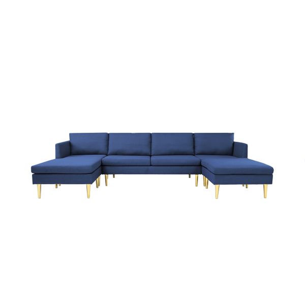 for living room modern convertible sectional sofa blue polyester