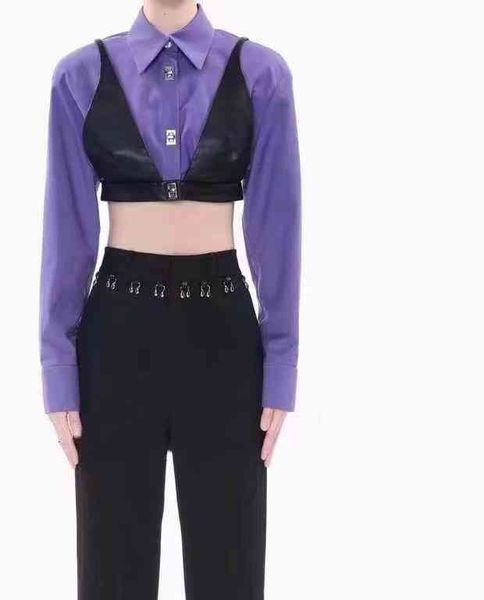 women's blouses & shirts spring and summer personalized short navel exposed fake two shirt splicing top, White
women's blouses & shirts spring and summer personalized short navel exposed fake two shirt splicing top, White