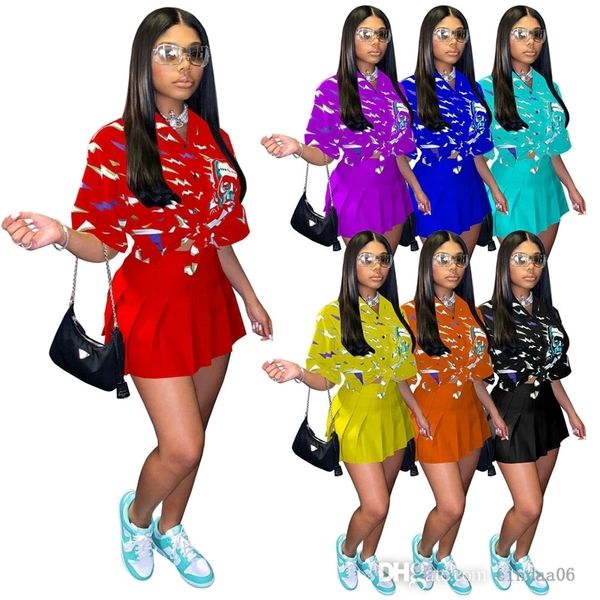 womens two piece dress designer summer dresses digital skull print loose button shirt pleated fashion short skirt set, White
womens two piece dress designer summer dresses digital skull print loose button shirt pleated fashion short skirt set, White