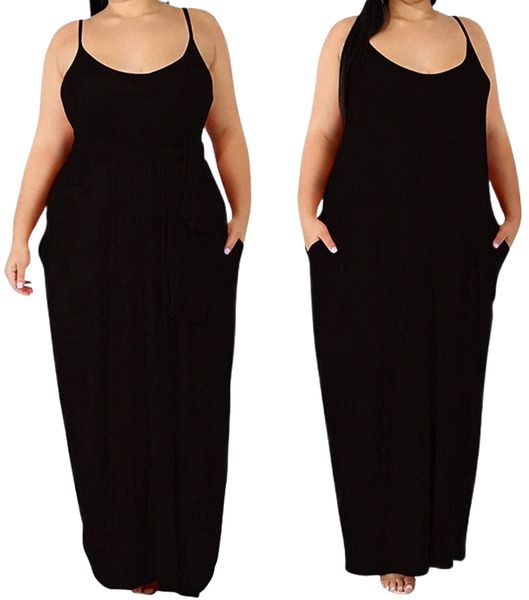 women's casual loose sleeveless deep round neck summer beach spaghetti strap maxi dresses s0d1#, White;black
women's casual loose sleeveless deep round neck summer beach spaghetti strap maxi dresses s0d1#, White;black