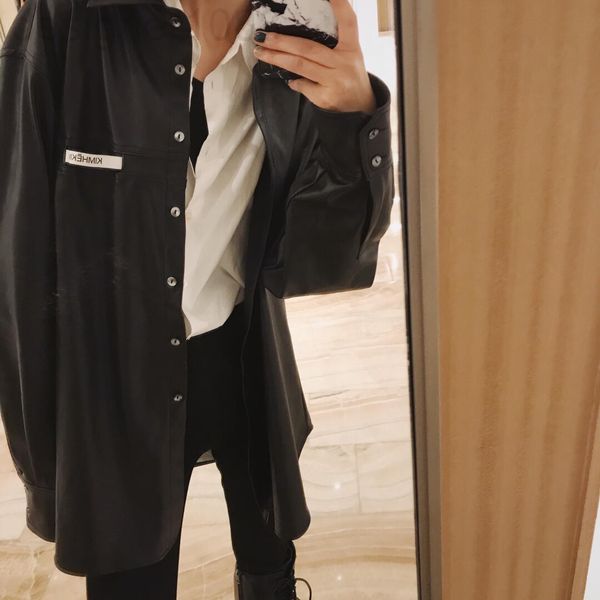 women's blouses & shirts designer trendy kim22 early spring new fashion show label leather coat shirt loose pu o07d, White
women's blouses & shirts designer trendy kim22 early spring new fashion show label leather coat shirt loose pu o07d, White