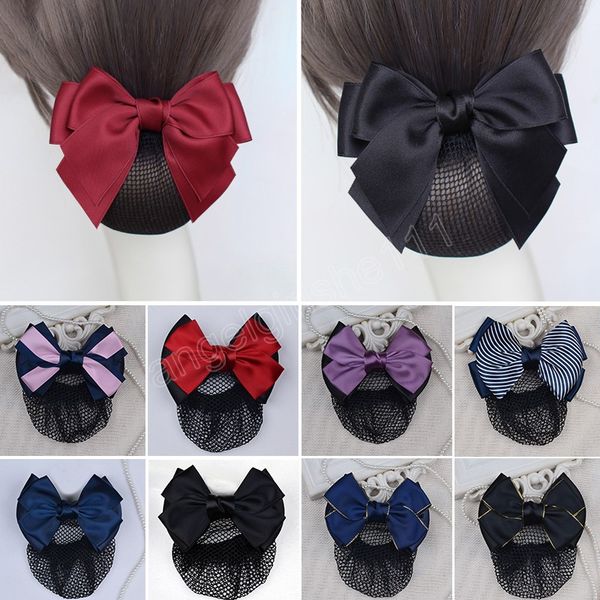 satin bow hair net barrettes ribbon bowknot hairgrips office lady flight attendant barrette mesh hair bun headwear, Slivery;white
satin bow hair net barrettes ribbon bowknot hairgrips office lady flight attendant barrette mesh hair bun headwear, Slivery;white